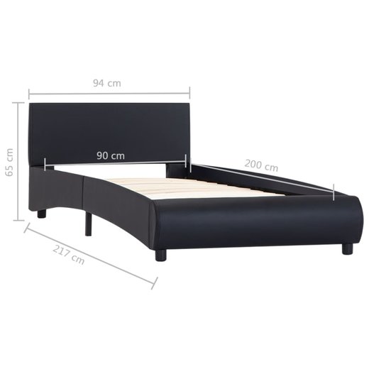 Bettgestell mit LED Schwarz Kunstleder 90 x 200 cm