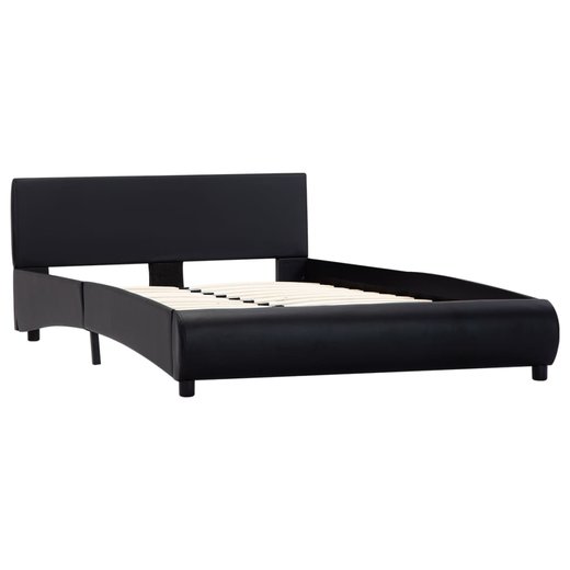 Bettgestell mit LED Schwarz Kunstleder 120 x 200 cm