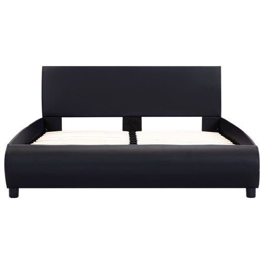 Bettgestell mit LED Schwarz Kunstleder 120 x 200 cm