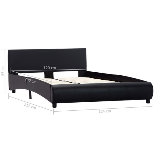 Bettgestell mit LED Schwarz Kunstleder 120 x 200 cm