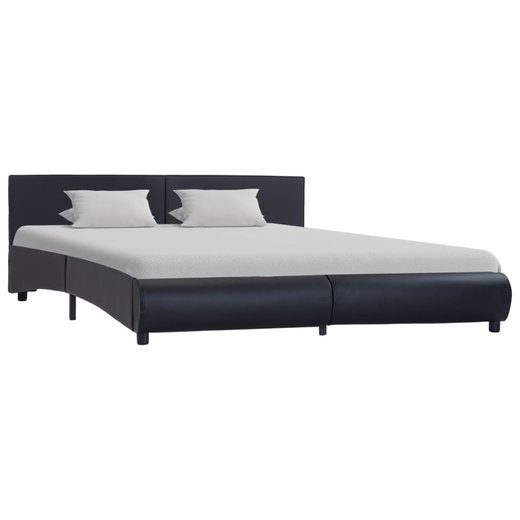 Bettgestell mit LED Schwarz Kunstleder 160 x 200 cm