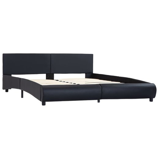 Bettgestell mit LED Schwarz Kunstleder 160 x 200 cm