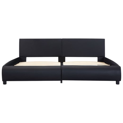 Bettgestell mit LED Schwarz Kunstleder 160 x 200 cm
