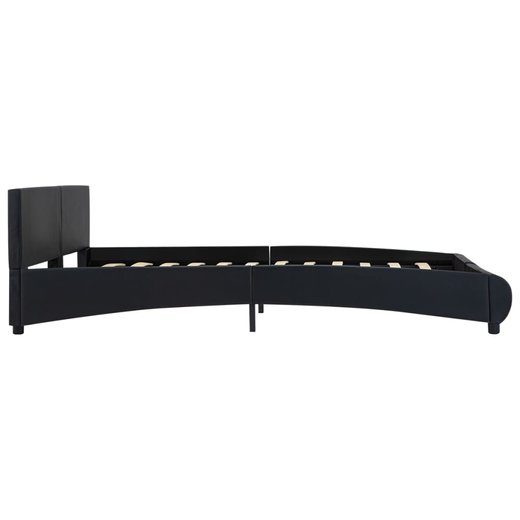 Bettgestell mit LED Schwarz Kunstleder 160 x 200 cm