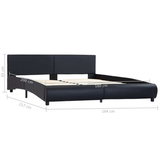 Bettgestell mit LED Schwarz Kunstleder 160 x 200 cm