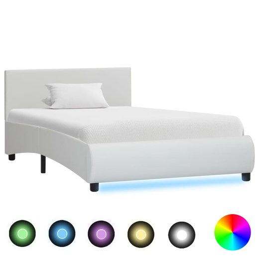 Bettgestell mit LED Wei Kunstleder 90 x 200 cm
