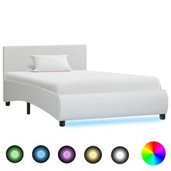 Bettgestell mit LED Wei Kunstleder 90 x 200 cm