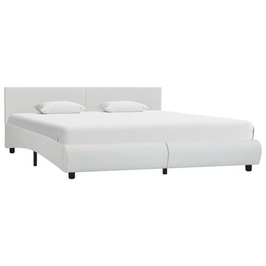 Bettgestell mit LED Wei Kunstleder 160 x 200 cm