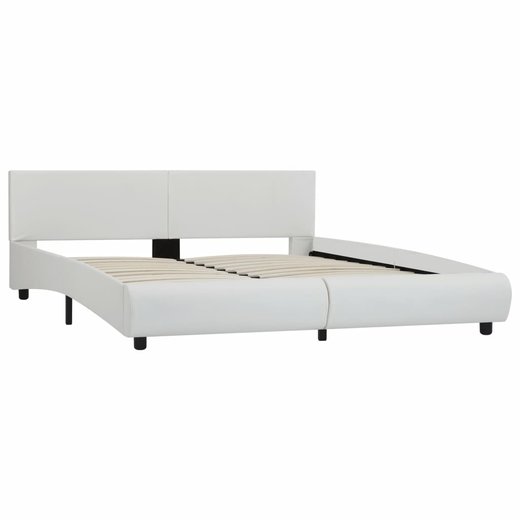 Bettgestell mit LED Wei Kunstleder 160 x 200 cm