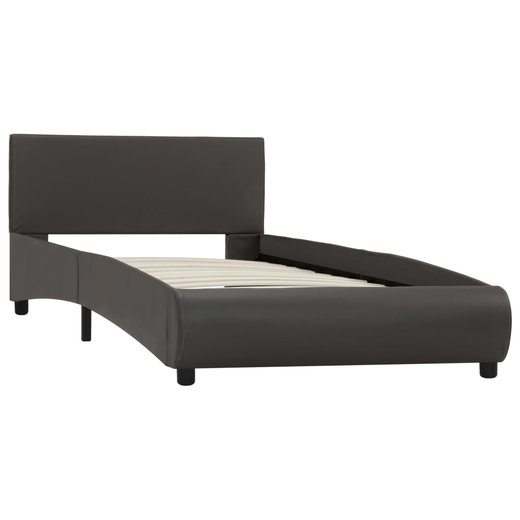 Bettgestell mit LED Grau Kunstleder 90 x 200 cm