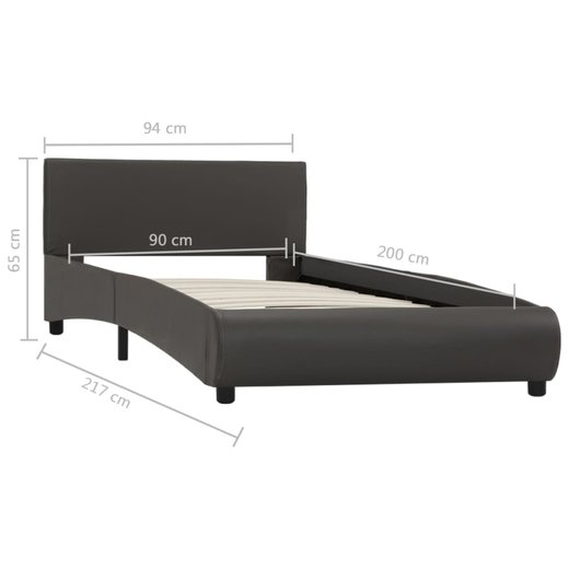 Bettgestell mit LED Grau Kunstleder 90 x 200 cm