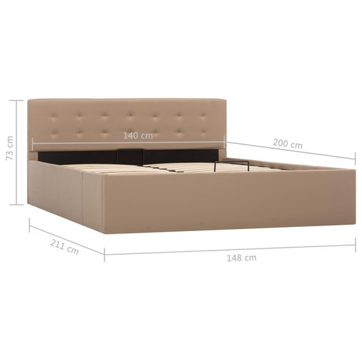Stauraumbett Hydraulisch Cappuccino-Braun Kunstleder 140200 cm