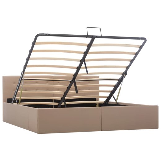 Stauraumbett Hydraulisch Cappuccino-Braun Kunstleder 160200 cm