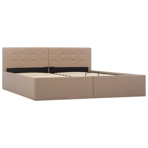 Stauraumbett Hydraulisch Cappuccino-Braun Kunstleder 160200 cm
