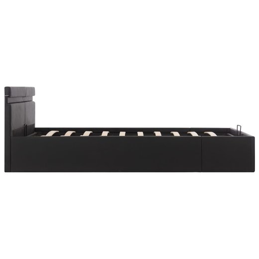 Stauraumbett Hydraulisch mit LED Schwarz Kunstleder 180200 cm