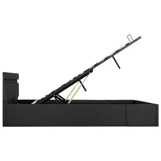 Stauraumbett Hydraulisch mit LED Dunkelgrau Stoff 140200 cm