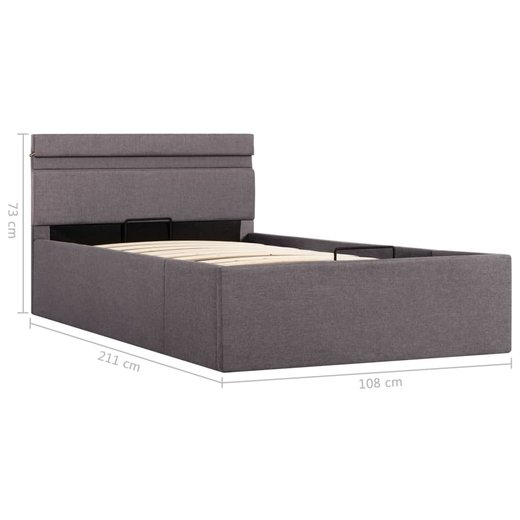 Stauraumbett Hydraulisch mit LED Taupe Stoff 100200 cm