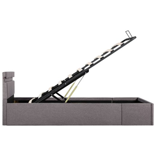 Stauraumbett Hydraulisch mit LED Taupe Stoff 100200 cm