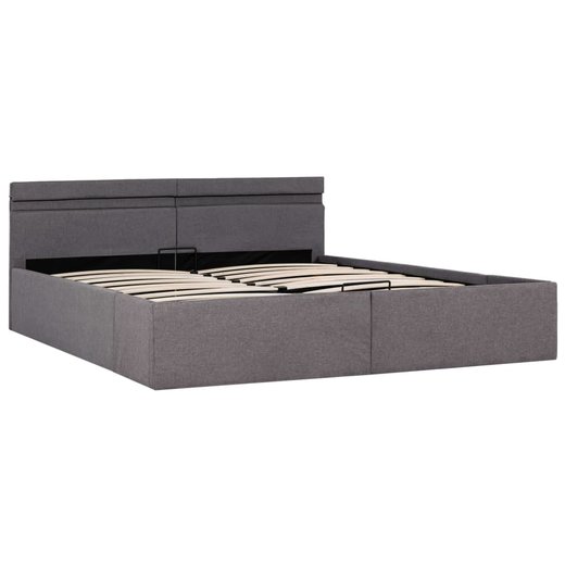 Stauraumbett Hydraulisch mit LED Taupe Stoff 160200 cm