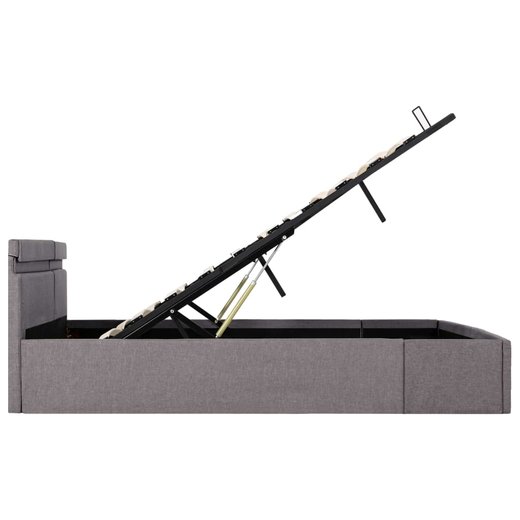 Stauraumbett Hydraulisch mit LED Taupe Stoff 160200 cm