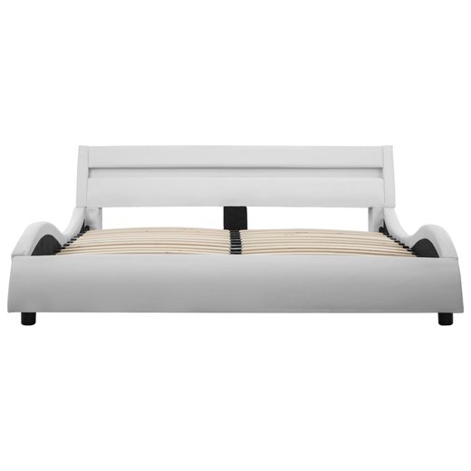 Bettgestell mit LED Wei Kunstleder 140 x 200 cm
