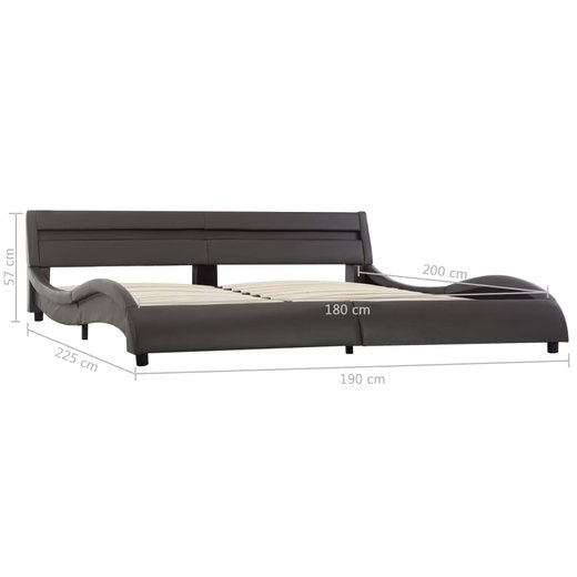 Bettgestell mit LED Grau Kunstleder 180 x 200 cm