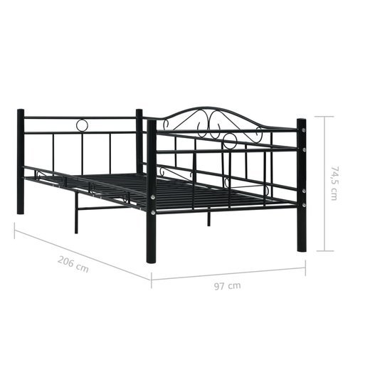 Tagesbett-Rahmen Schwarz Metall 90200 cm