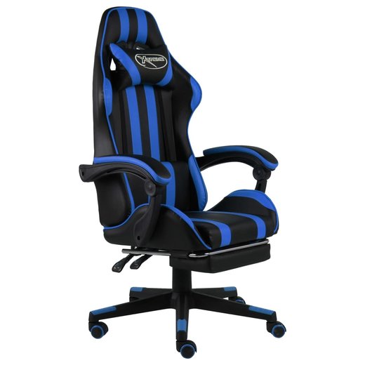 Gaming-Stuhl mit Fusttze Schwarz und Blau Kunstleder