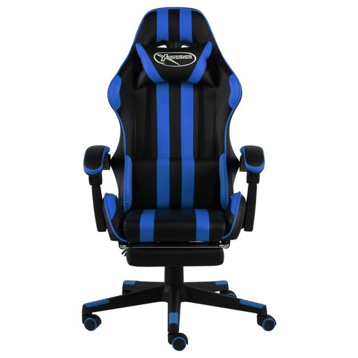 Gaming-Stuhl mit Fusttze Schwarz und Blau Kunstleder