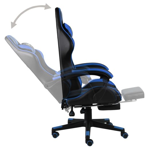 Gaming-Stuhl mit Fusttze Schwarz und Blau Kunstleder