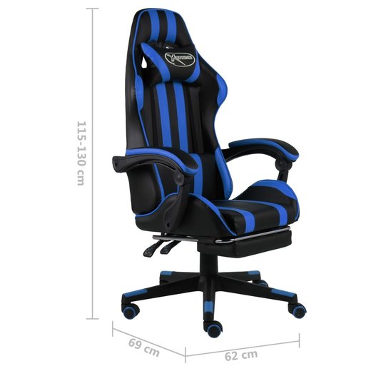 Gaming-Stuhl mit Fusttze Schwarz und Blau Kunstleder