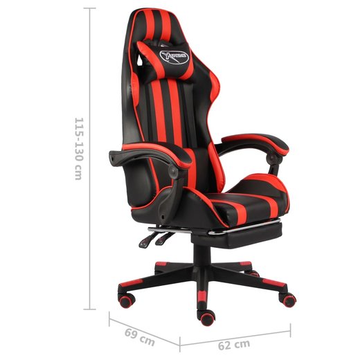 Gaming-Stuhl mit Fusttze Schwarz und Rot Kunstleder