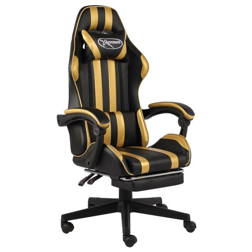 Gaming-Stuhl mit Fusttze Schwarz und Golden Kunstleder