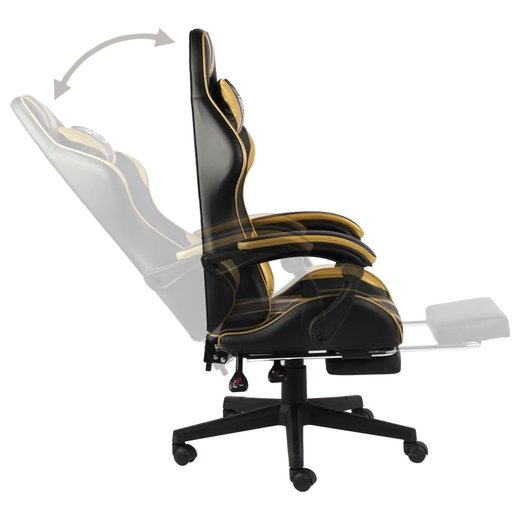 Gaming-Stuhl mit Fusttze Schwarz und Golden Kunstleder