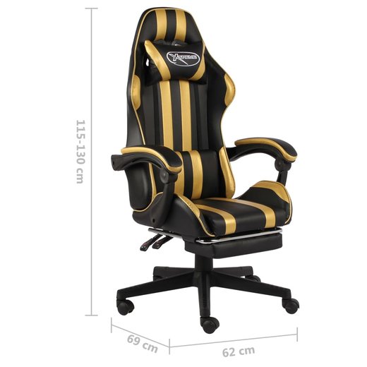 Gaming-Stuhl mit Fusttze Schwarz und Golden Kunstleder