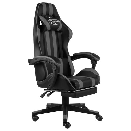 Gaming-Stuhl mit Fusttze Schwarz und Grau Kunstleder