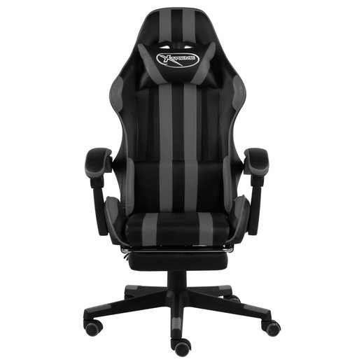 Gaming-Stuhl mit Fusttze Schwarz und Grau Kunstleder