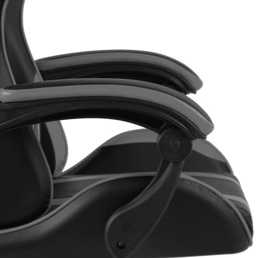 Gaming-Stuhl mit Fusttze Schwarz und Grau Kunstleder