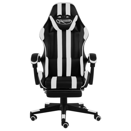 Gaming-Stuhl mit Fusttze Schwarz und Wei Kunstleder