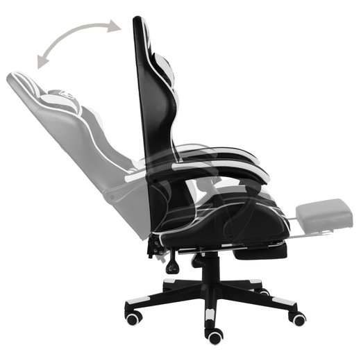 Gaming-Stuhl mit Fusttze Schwarz und Wei Kunstleder