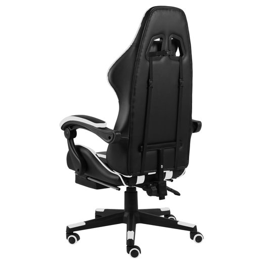 Gaming-Stuhl mit Fusttze Schwarz und Wei Kunstleder