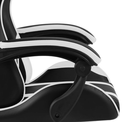 Gaming-Stuhl mit Fusttze Schwarz und Wei Kunstleder
