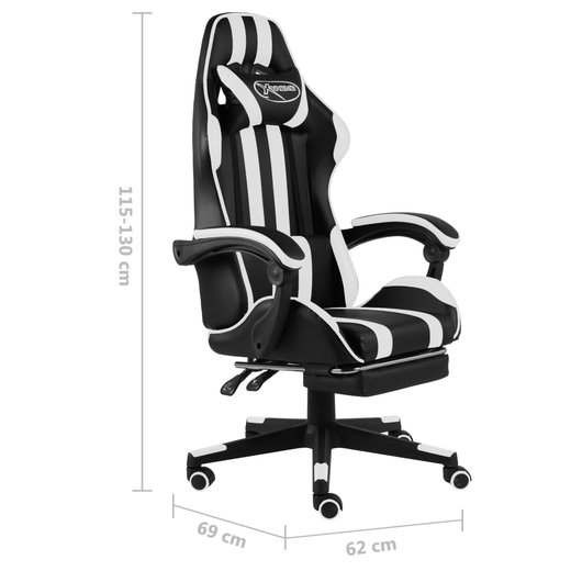 Gaming-Stuhl mit Fusttze Schwarz und Wei Kunstleder