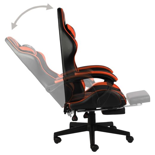 Gaming-Stuhl mit Fusttze Schwarz und Orange Kunstleder