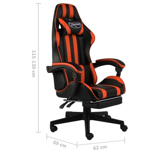 Gaming-Stuhl mit Fusttze Schwarz und Orange Kunstleder