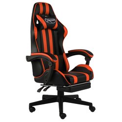Gaming-Stuhl mit Fusttze Schwarz und Orange Kunstleder