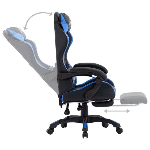 Gaming-Stuhl mit Fusttze Blau und Schwarz Kunstleder