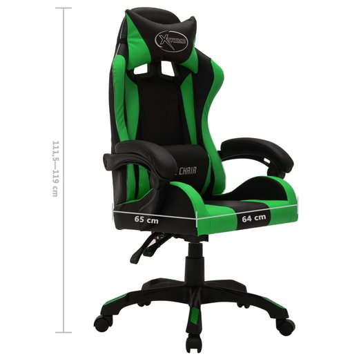 Gaming-Stuhl mit RGB LED-Leuchten Grn und Schwarz Kunstleder
