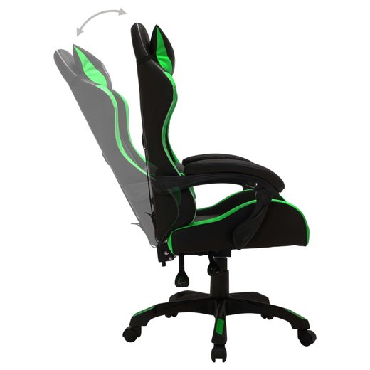 Gaming-Stuhl mit RGB LED-Leuchten Grn und Schwarz Kunstleder