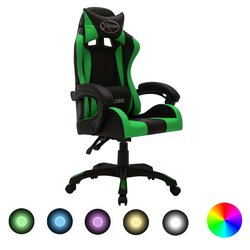 Gaming-Stuhl mit RGB LED-Leuchten Grn und Schwarz...